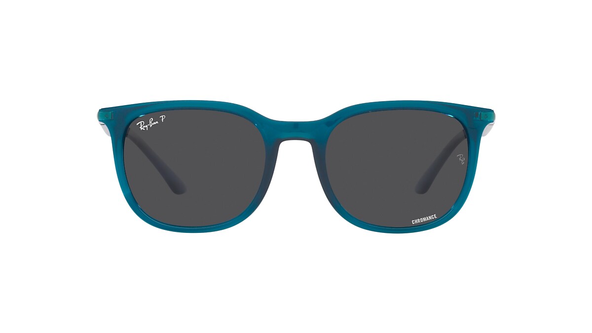 Ray-Ban RB4386 54 Dark Grey & Transparent Turquoise Polarized Sunglasses |  Sunglass Hut USA