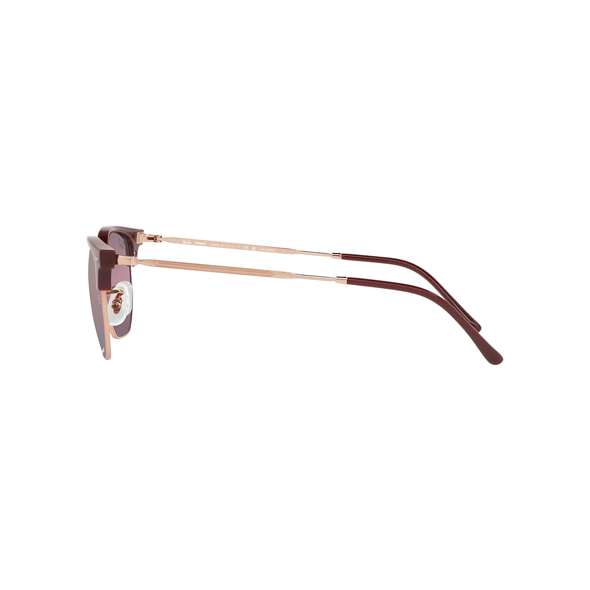 RAY-BAN RB4416 New Clubmaster Bordeaux On Rose Gold - Unisex Sunglasses,  Gold/Red Lens