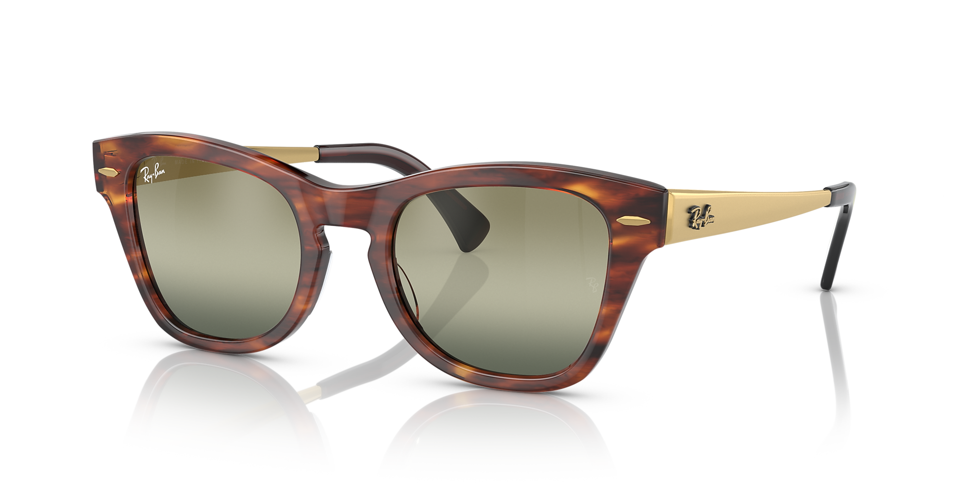 RayBan RB0707SM 53 Green & Striped Havana Sunglasses Sunglass Hut