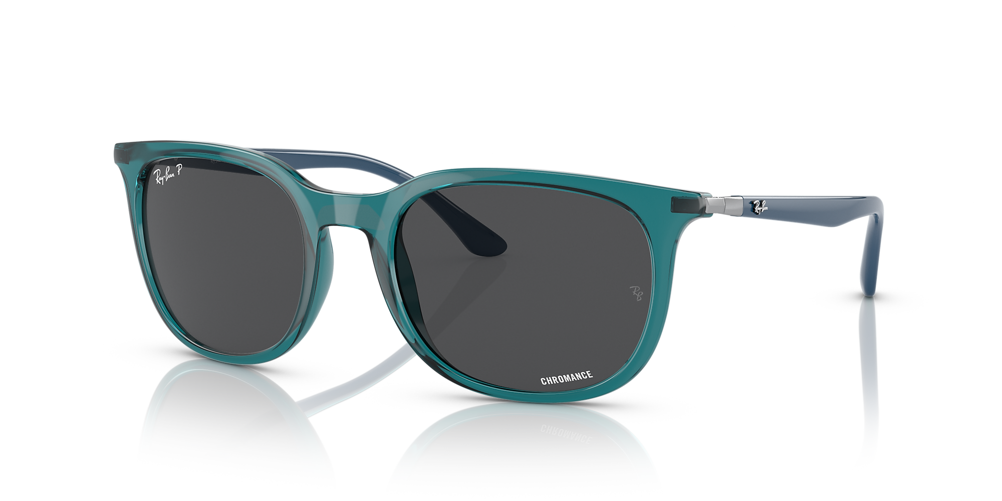 RayBan RB4386F 55 Dark Grey & Transparent Turquoise Polarised