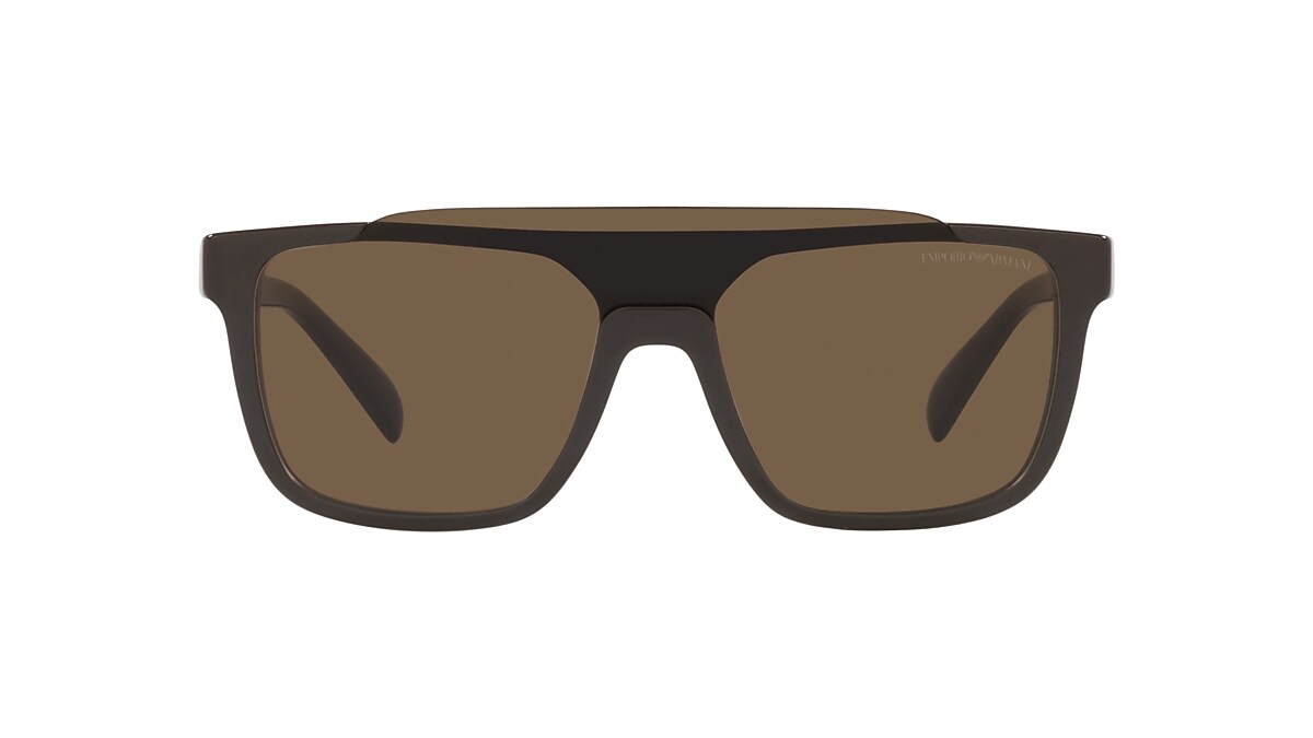 EMPORIO ARMANI EA4193 Shiny Grey - Man Sunglasses, Dark Brown Lens
