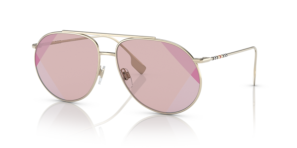 Burberry BE3138 Alice 61 Rose Uv Printing & Light Gold Sunglasses | Sunglass  Hut USA