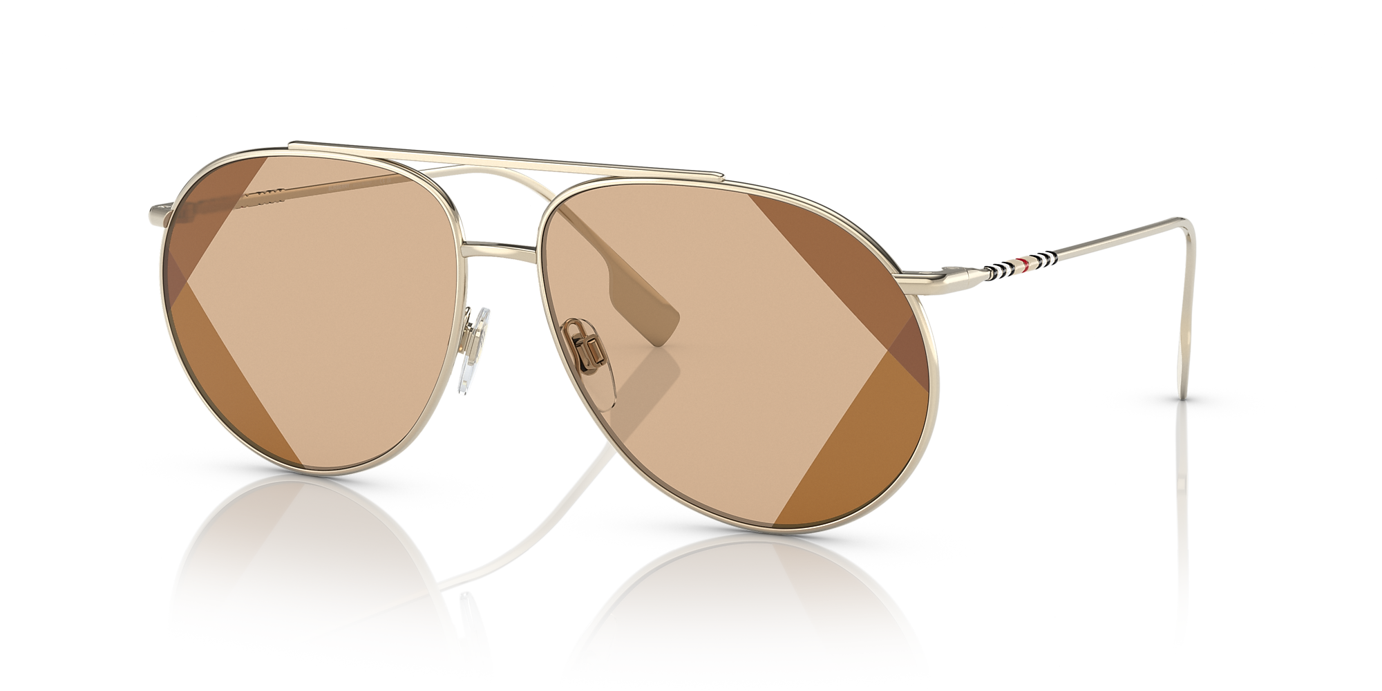 Burberry BE3138 Alice 61 Brown Uv Printing & Light Gold Sunglasses