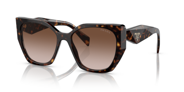 Óculos de sol Prada PR19ZS, formato cat-eye, armação em acetato tartaruga, lente marrom degradê