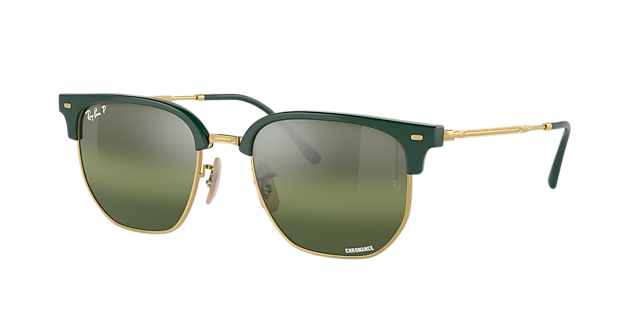 Ray-Ban RB4416F New Clubmaster 55 Silver & Green On Gold Polarized