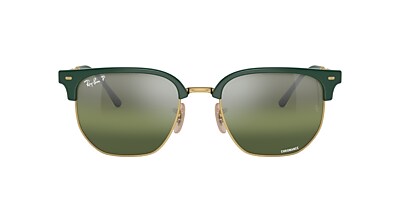 Ray-Ban RB4416F New Clubmaster 55 Silver & Green On Gold Polarized