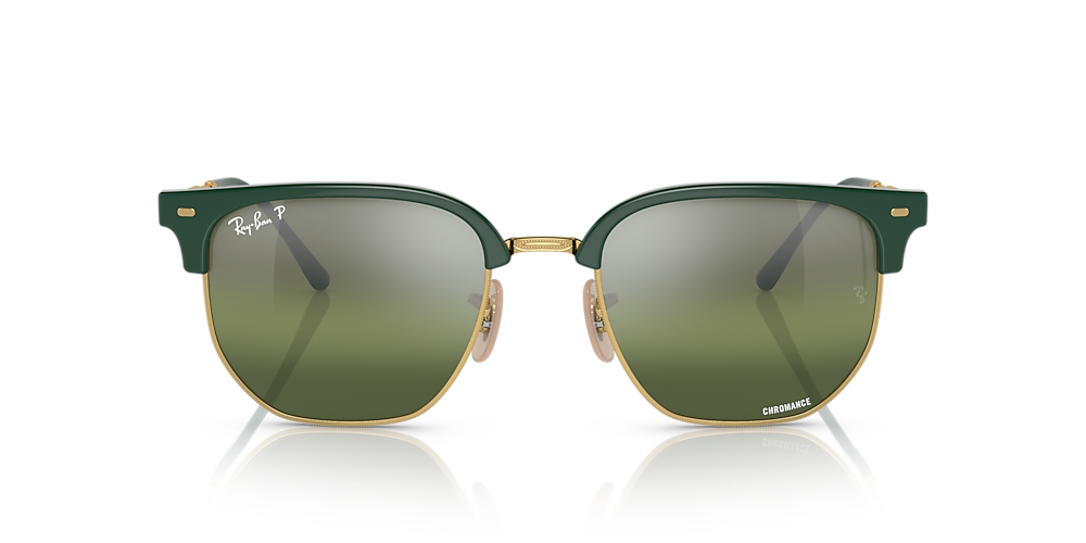 Ray-Ban RB4416F New Clubmaster 55 Silver & Green On Gold Polarized