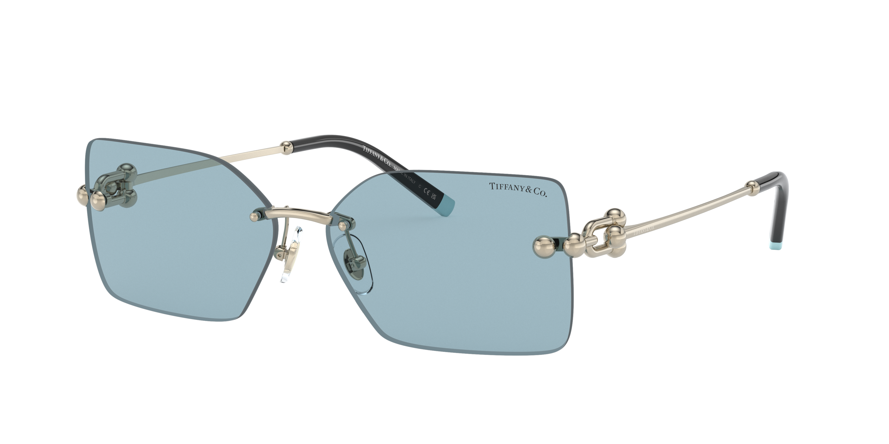 TIFFANY & CO. TF3088 Pale Gold - Woman Luxury Sunglasses, Blue Lens