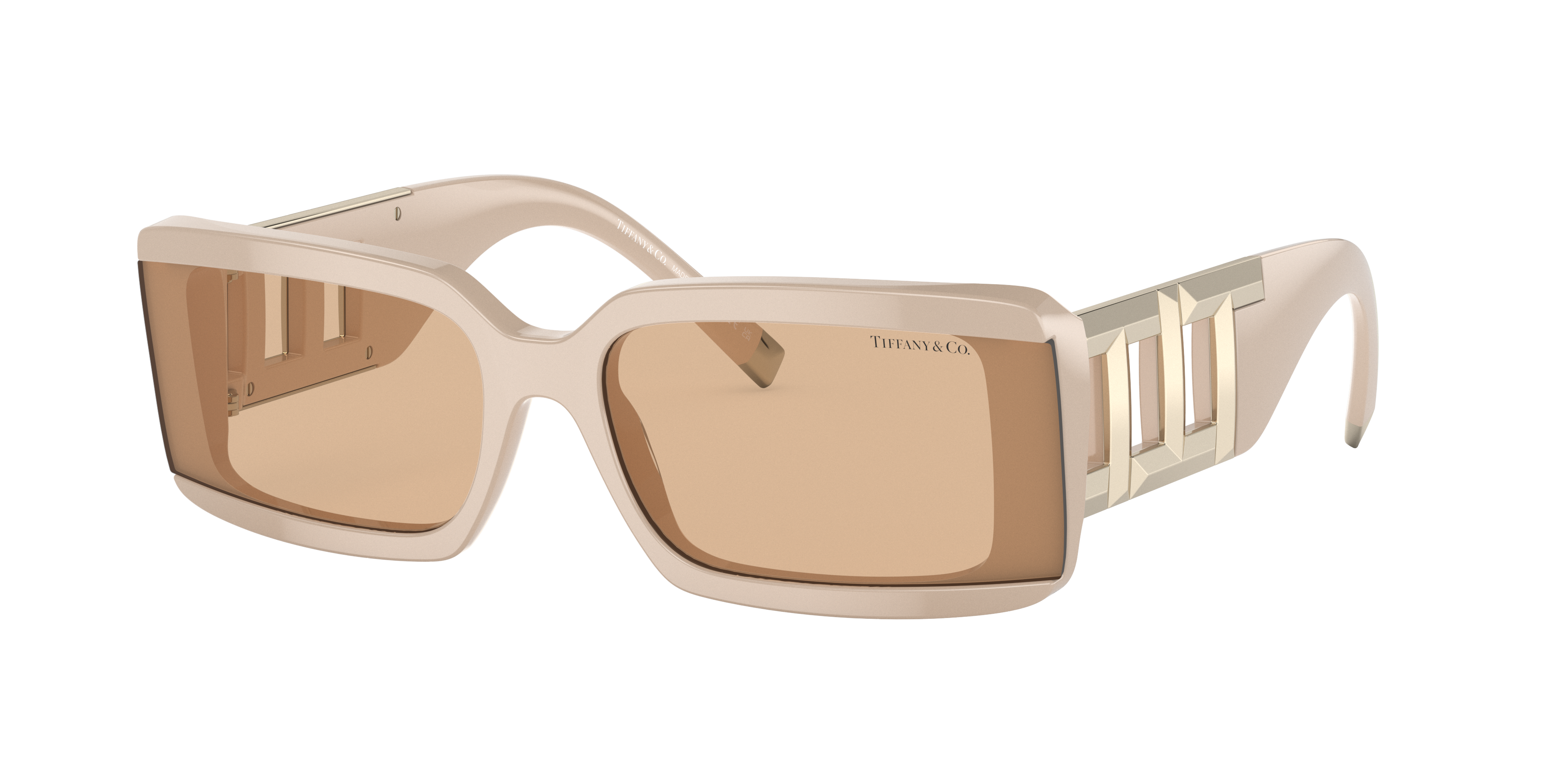 Tiffany & Co Tf4197 Rectangle-frame Cut-out Acetate Sunglasses In Light Brown