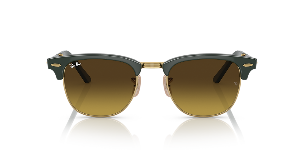 Ray-Ban RB2176 Clubmaster Folding 51 Brown & Green On Gold Sunglasses |  Sunglass Hut Australia