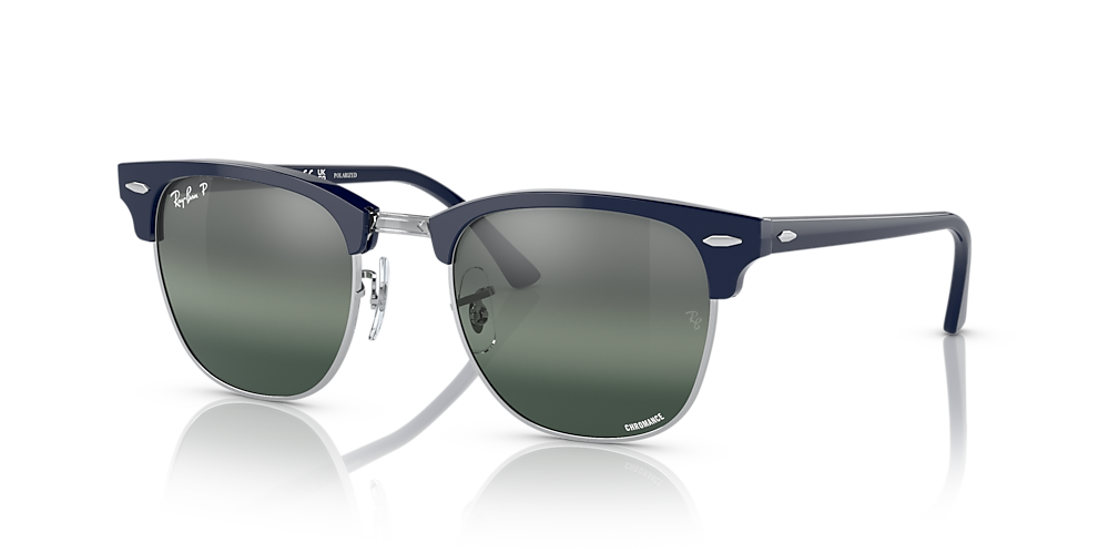 Ray-Ban RB3016 Clubmaster Chromance 51 Silver/Blue & Blue On