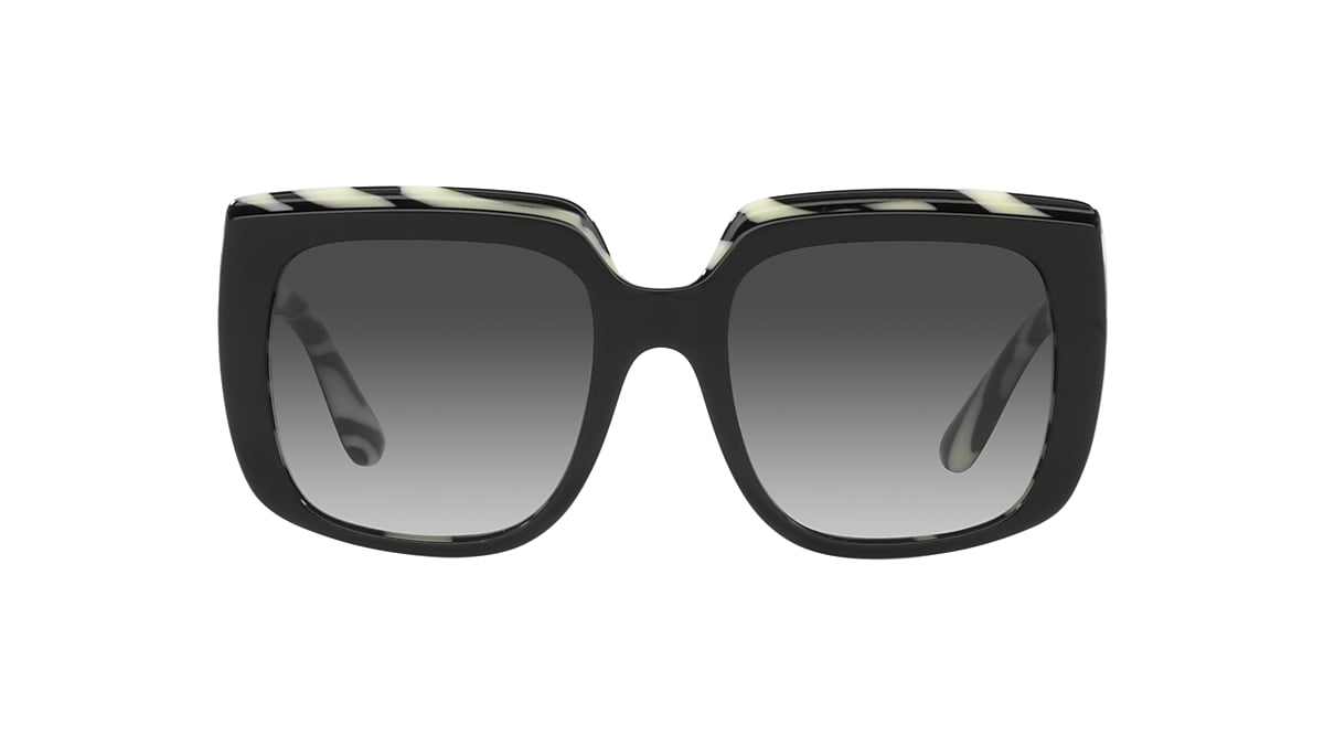 DOLCE&GABBANA DG4414 Top Black On Zebra - Women Luxury Sunglasses, Grey  Gradient Lens