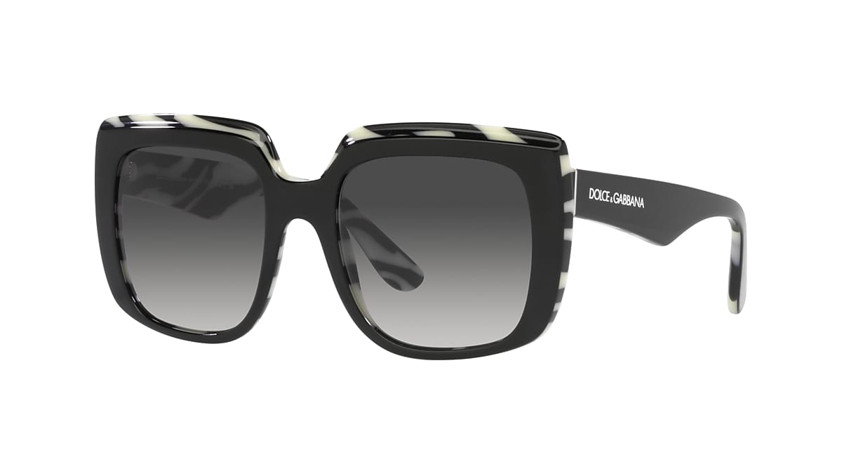 DOLCE&GABBANA DG4414 Top Black On Zebra - Women Luxury Sunglasses, Grey  Gradient Lens