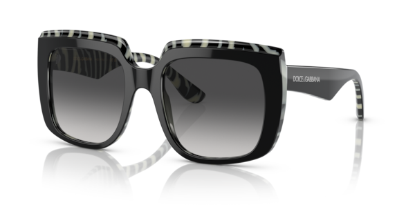 Óculos de sol Dolce & Gabbana DG4414, formato quadrado, armação em acetato preto, lente cinza