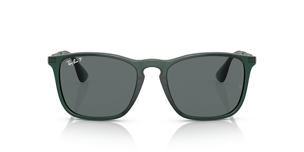 Ray-Ban RB4187 Chris 54 Dark Grey & Transparent Green Polarized Sunglasses  | Sunglass Hut USA