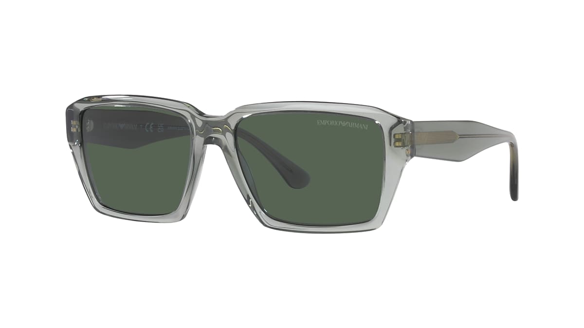 USA Sunglasses Shiny & Dark 58 Green Hut Armani Transparent Emporio EA4186 | Green Sunglass