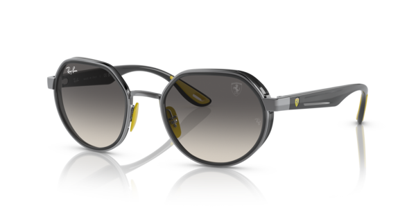 Óculos de sol Ray-Ban Scuderia Ferrari Collection RB3703M, formato piloto, armação em metal grafite (gunmetal), lente cinza degradê