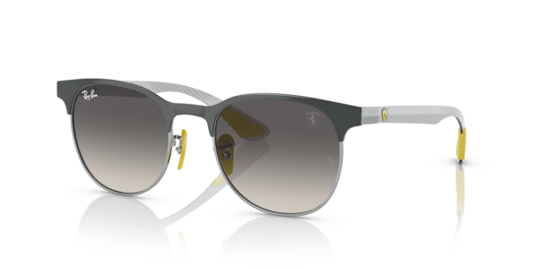 Óculos de sol Ray-Ban Rb8327m Scuderia Ferrari Collection, formato quadrado, armação em metal cinza, lente cinza degradê