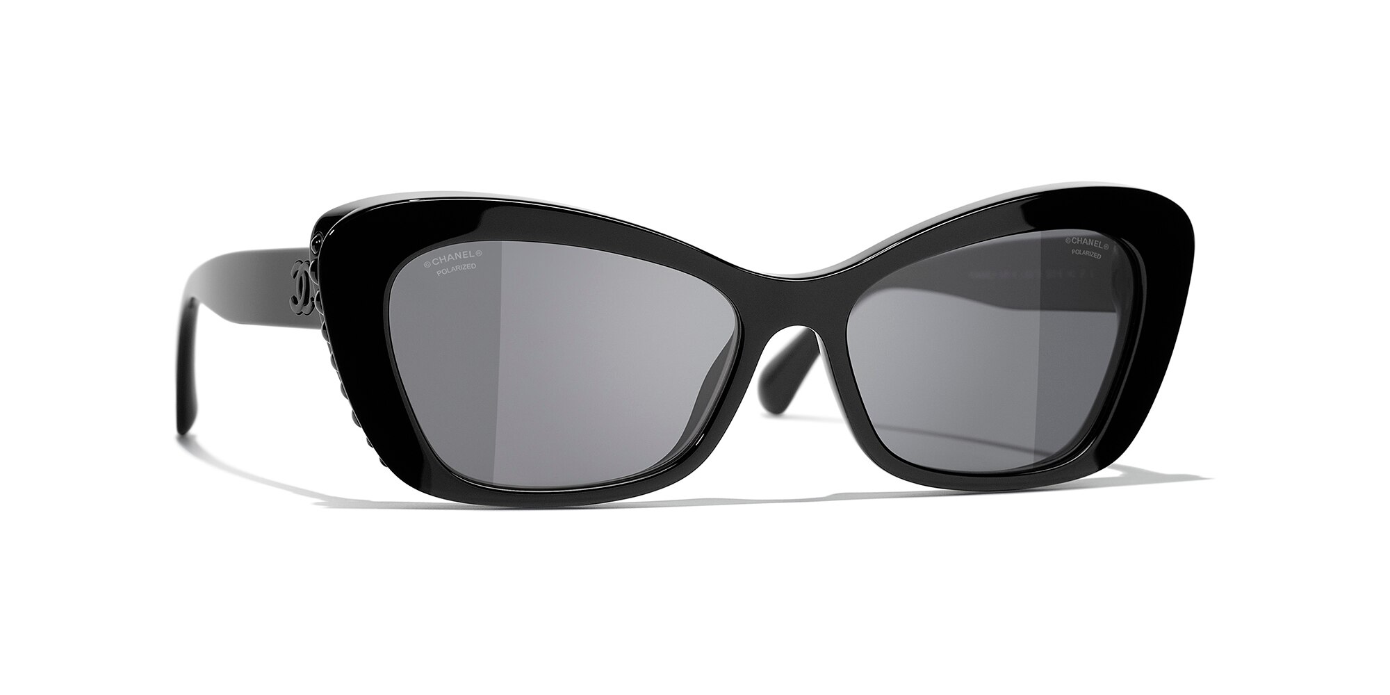 CHANEL Cats Eye Sunglasses CH5438Q BlackGrey Gradient at John Lewis   Partners