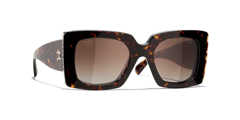Chanel Square Sunglasses CH5480HA 52 Light Brown & Dark Tortoise Polarised  Sunglasses