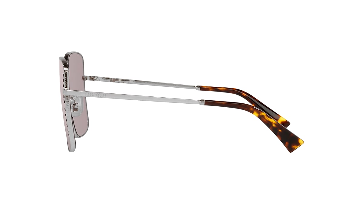 MIU MIU MU Silver - Female Luxury Sunglasses, Violet Mirror Flash Silver Lens MIU MIU MU Silver - Female Luxury Sunglasses, Violet Mirror Flash Silver Lens