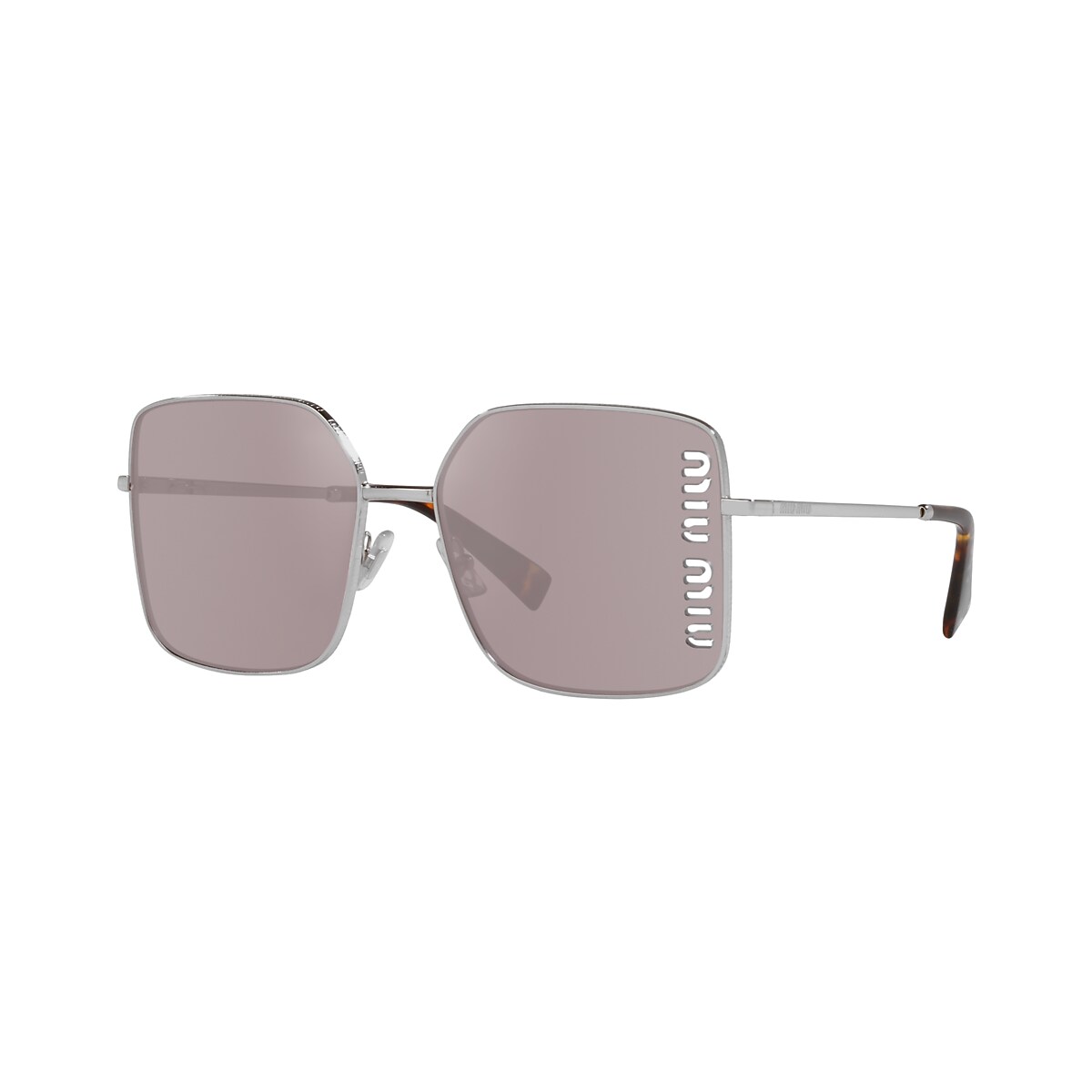 Miu Miu MU 51YS 60 Violet Mirror Flash Silver & Silver Sunglasses 
