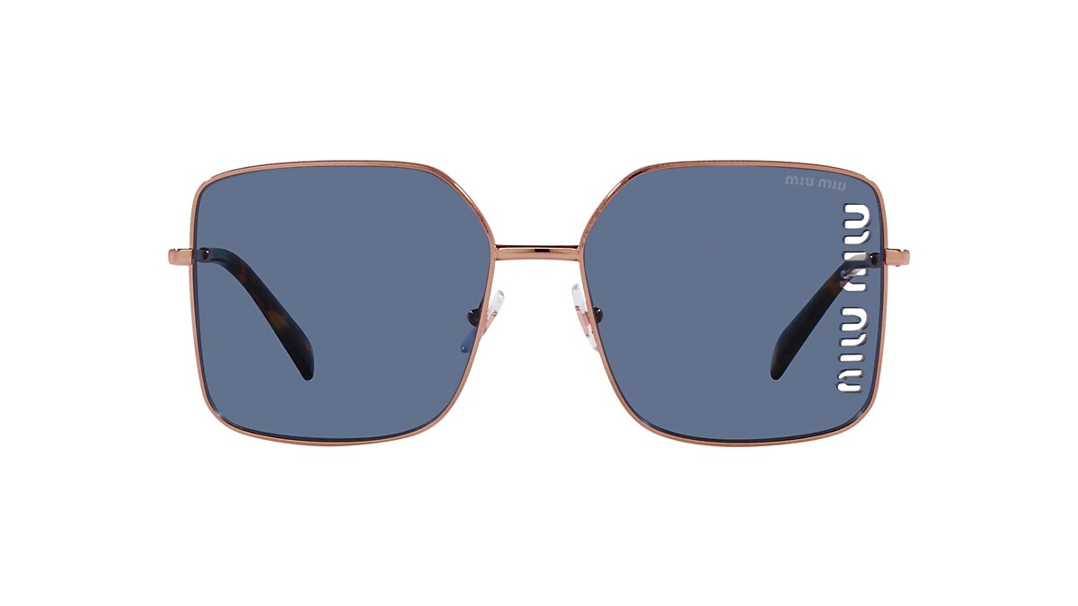 MIU MIU MU 51YS Rose Gold - Women Luxury Sunglasses, Dark Blue Lens