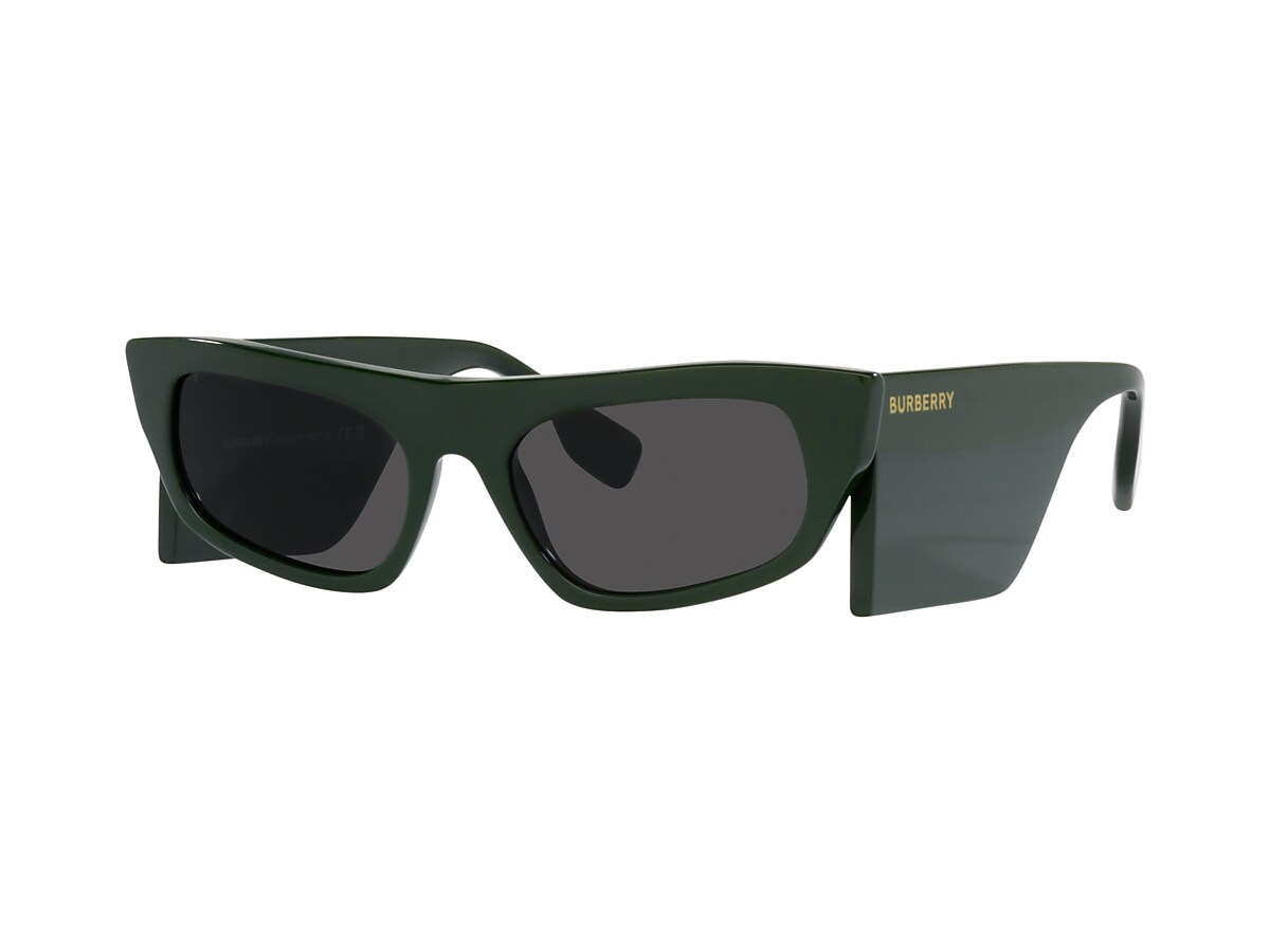 BURBERRY BE4385 Palmer Green - Woman Luxury Sunglasses, Dark Grey Lens