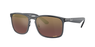 Ray-Ban RB4416F New Clubmaster 55 Silver & Green On Gold Polarized