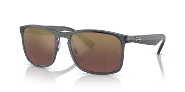 Óculos de sol Ray-Ban Chromance RB4264, formato quadrado, armação em nylon injetado cinza, lente violeta polarizada