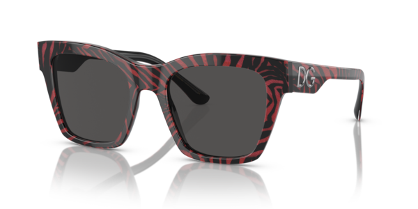 Óculos de sol Dolce & Gabbana DG4384, formato quadrado, armação em acetato vermelho, lente cinza