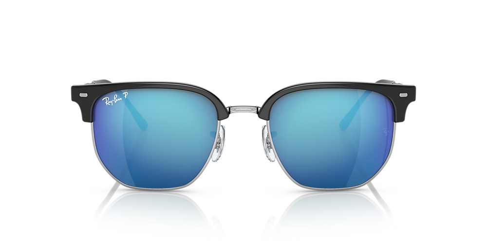 Ray-Ban RB4416 New Clubmaster 51 Grey/Blue u0026 Black On Silver Polarised  Sunglasses | Sunglass Hut United Kingdom