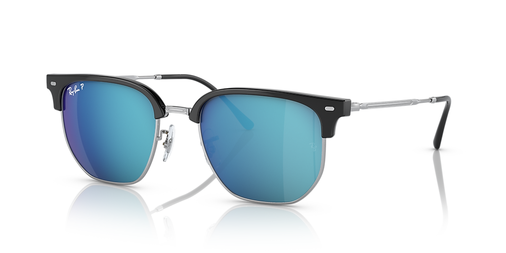 Ray-Ban RB4416 New Clubmaster 51 Grey/Blue & Black On Silver Polarized  Sunglasses