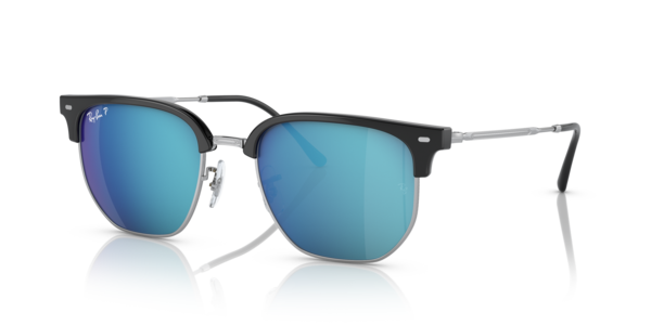 Óculos de sol Ray-Ban New Clubmaster, formato quadrado, armação em acetato preto, lente cinza