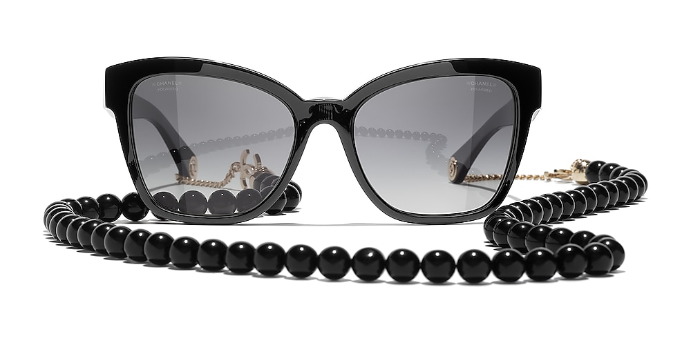Chanel Square Sunglasses CH5487 55 Grey & Black & Gold Polarised Sunglasses