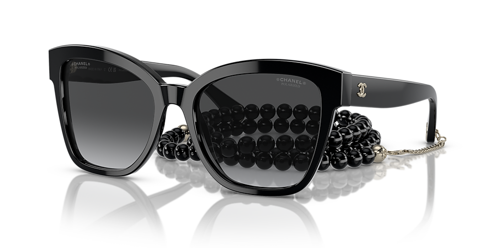 Chanel Square Sunglasses CH5487 55 Grau und Schwarz & Gold Polarisiert  Sonnenbrillen