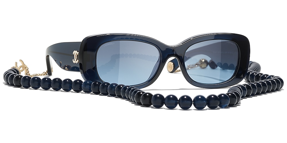 Chanel Rectangle Sunglasses CH5488 52 Blue & Dark Blue & Gold Sunglasses