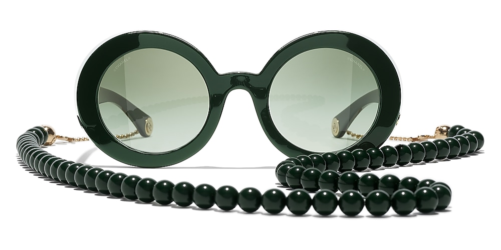 Chanel Round Sunglasses CH5489 51 Green & Dark Green & Gold