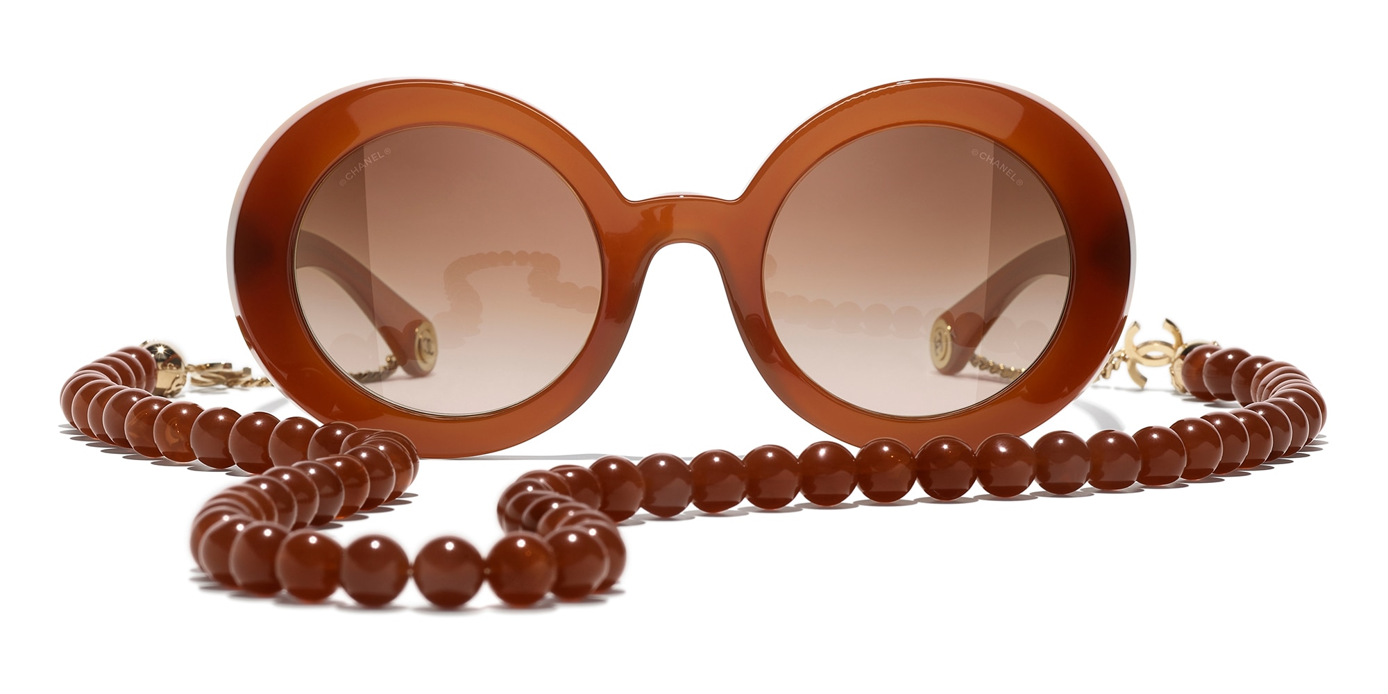 Pre-owned Chanel Woman Sunglasses Round Sunglasses Ch5489 In Brown