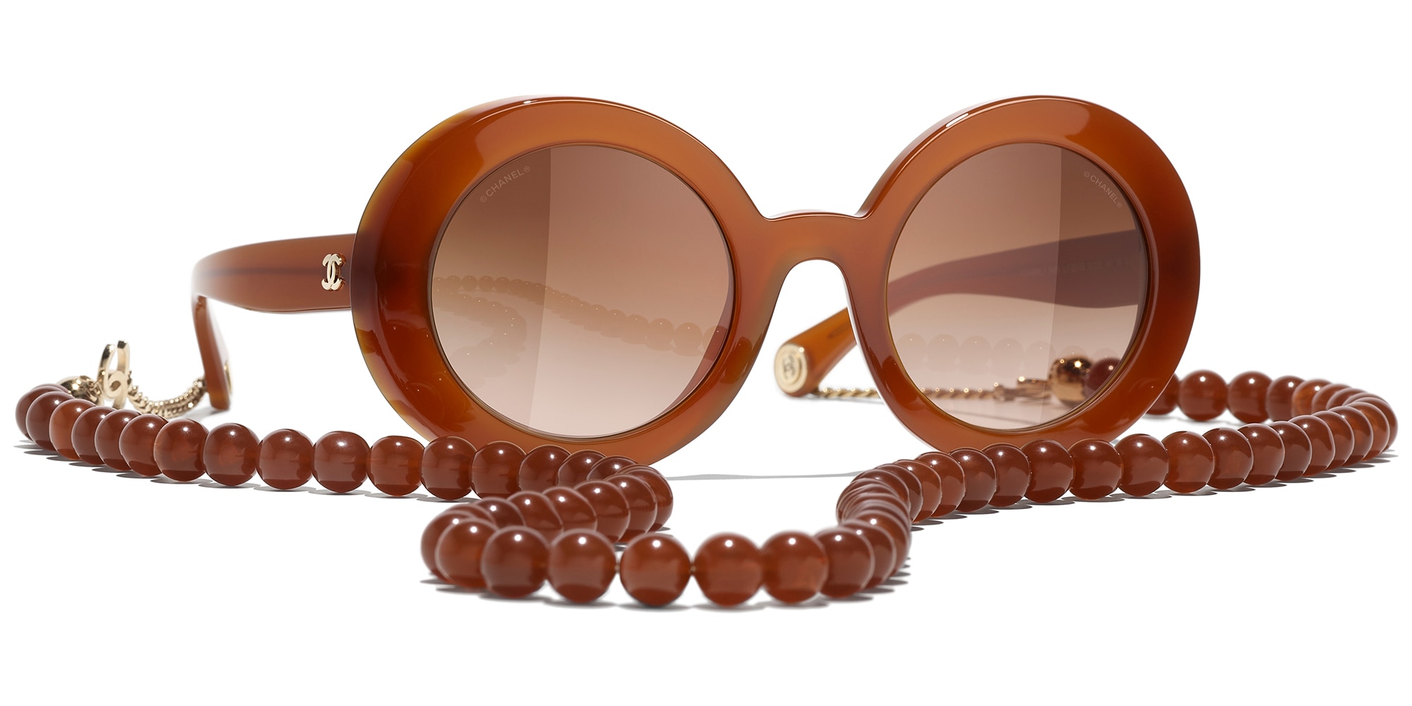 Pre-owned Chanel Woman Sunglasses Round Sunglasses Ch5489 In Brown