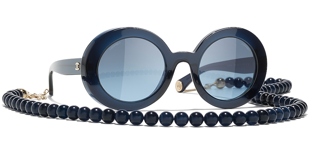 Chanel Round Sunglasses CH5489 51 Blue & Dark Blue & Gold Sunglasses