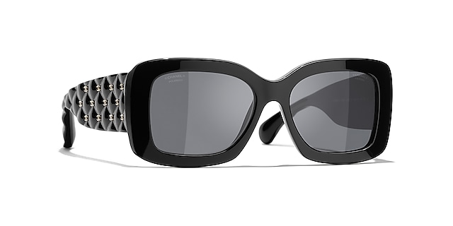 Chanel Rectangle Sunglasses CH5483A 54 Grey & Black & White Sunglasses