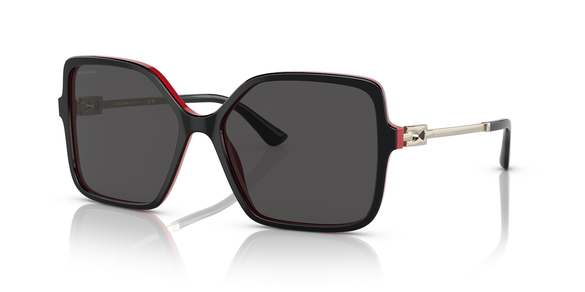 Bvlgari BV8250F 57 Dark Grey & Black On Red Sunglasses | Sunglass Hut ...