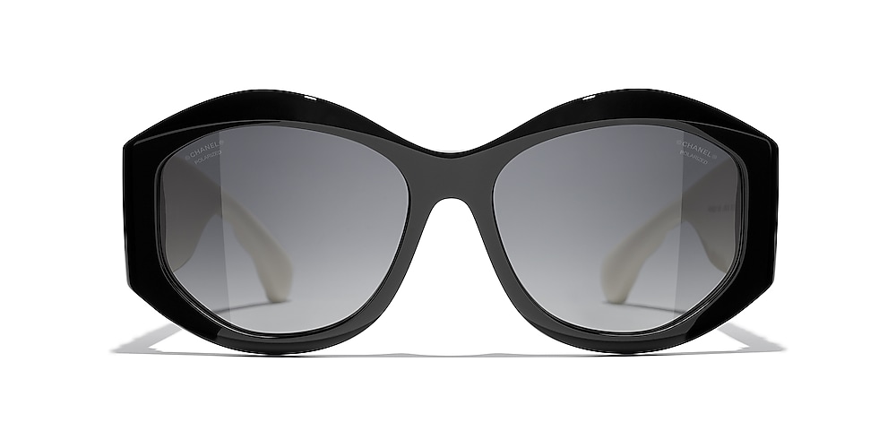 Chanel Oval Sunglasses CH5486 56 Grau und Black & White Polarisiert  Sonnenbrillen