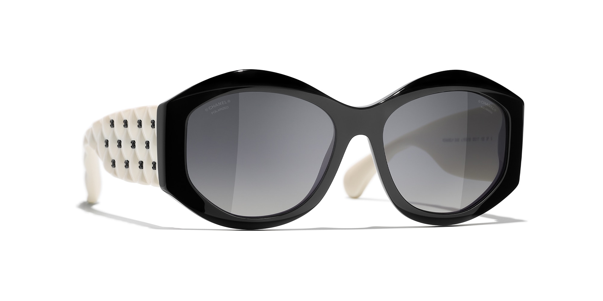 Chanel  Square Sunglasses  Black Gold Glitter  Chanel Eyewear  Avvenice