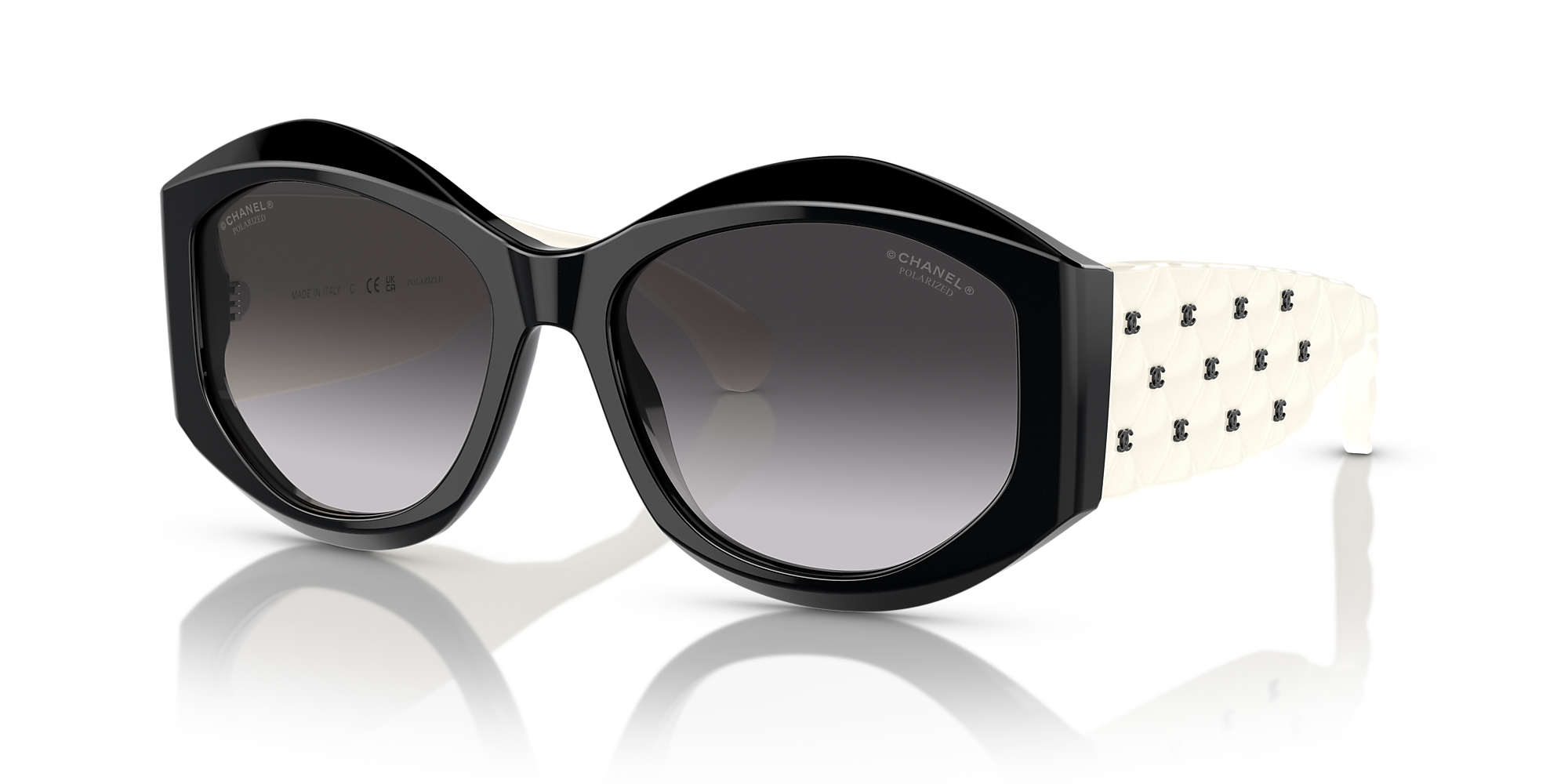 Chanel Oval Sunglasses CH5486 56 Grey & Black & White Polarised