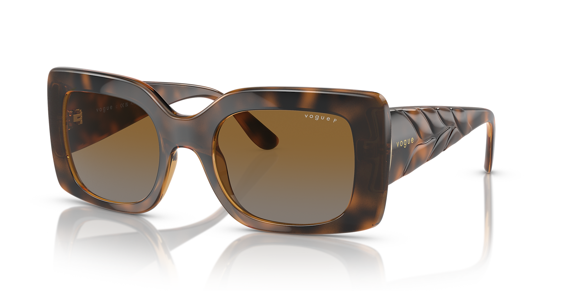 Vogue Eyewear VO5481S 52 Polarized Grey Gradient Brown & Top Havana