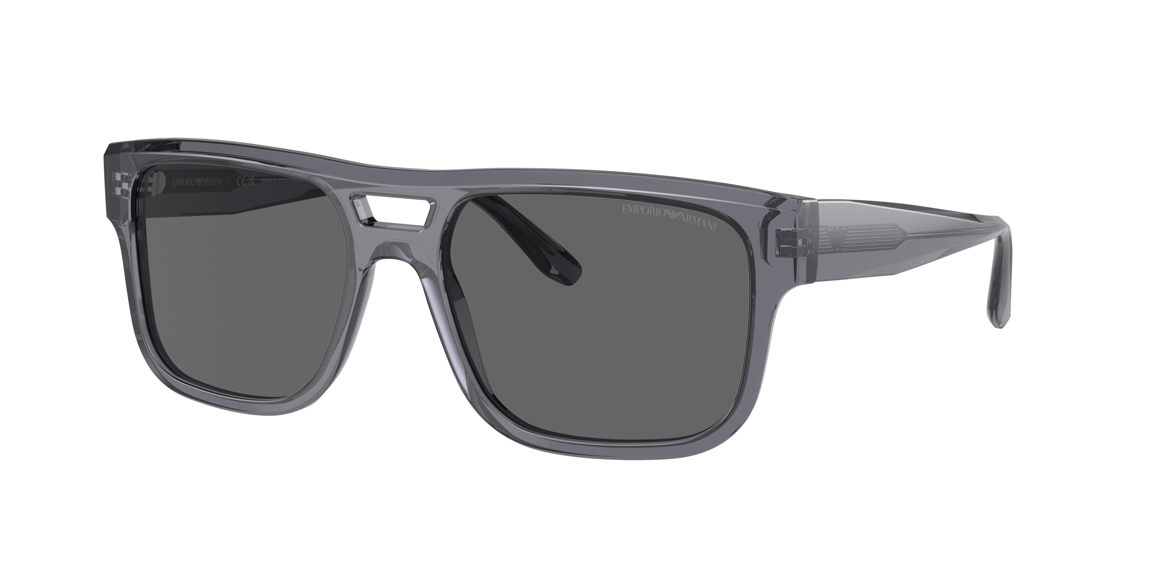 Grey Dark Sunglass | Transparent 57 USA Sunglasses Emporio EA4197 & Grey Armani Hut