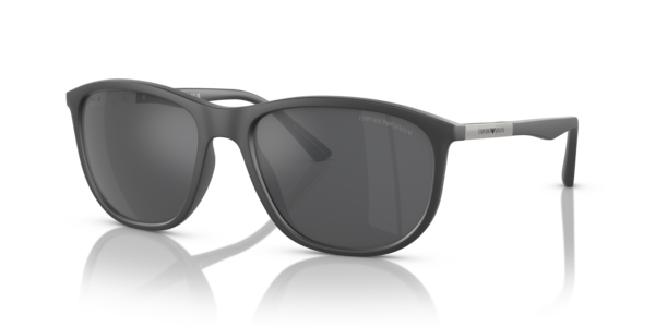 Óculos de sol Emporio Armani EA4201, formato retangular, armação em nylon e propionato cinza, lente prata