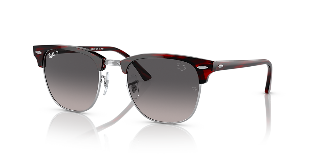 Ray-Ban RB3016 Clubmaster Disney Minnie Mouse 51 Grey u0026 Red Havana  Polarized Sunglasses | Sunglass Hut USA